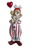 Niedliche Dekofigur Clown rot-weiß mit Schleife Karneval Köln Harlekin Deko Fig