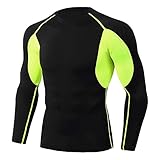 ZYSK Herren Kompressionsshirt Funktionsshirt Langarm Sportshirt Fitnessshirt für Running Jogging Gym Schnelltrocknend Atmungsaktiv Sportshirt L