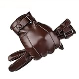 FENXIXI Herren Winter Warme Handschuhe Herren Leder Fahren Handschuhe Dünn Leder Handschuhe Touchscreen Braun (Farbe : B, Größe: Einheitsgröße)