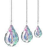 H&D Kristall Prisma Regenbogen Sonnenfänger zum Aufhängen 76 mm/63 mm/50 mm, AB Farbe, 3 Stück