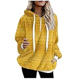 NHNKB Sweatshirt Damen Winter Warm Hoodie Oversized Weich Mädchen Teddy Fleece Kapuzen Pullover Flauschig Winterpullover Sweater Langarm Pulli Kapuzenp