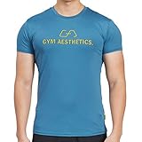 GYM AESTHETICS Herren Sport T Shirt Workout Running Rundhalsausschnitt Wesentlich Schnelltrocknend, Training und andere Sport in Mittelb