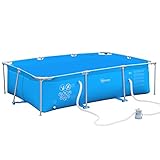 Outsunny Rahmenpool mit Schlauch Draht Swimmingpool Schwimmbad Ablassventil für sauberen Wasser 1000D PVC Stahl Blau 292 x 190 x 75