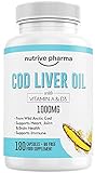 Cod Liver Oil 1000mg | 180 Kapseln + 60 Gratis | Natürliche Quelle für Omega-3-Fettsäuren + Vitamine A & D3 | Für beste Immungesundheit, gesunde Knochen und Muskeln | Lebertran von nutrive p