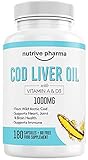 Cod Liver Oil 1000mg | 180 Kapseln + 60 Gratis | Natürliche Quelle für Omega-3-Fettsäuren + Vitamine A & D3 | Für beste Immungesundheit, gesunde Knochen und Muskeln | Lebertran von nutrive p