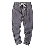 LFYYDS Herren Hose Leichte Atmungsaktive Jogginghose Schnell Trocknende Drawstring Freizeithose Laufhose Lässige Basic Baggy Sporthose mit Gummibund Mode Home Lang Baumwoll H