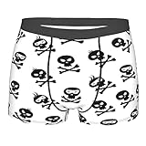 Herren Boxershorts,Comic Schädel und gekreuzte Knochen Muster,Herrenunterwäsche Performance atmungsaktiv mit weichem Stoff und elastischen Gürteltaschen,Boxershorts für Herren S