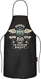 LOBO NEGRO Grillschürze Kochschürze Küchenschürze als Geschenk zum 50.Geburtstag: Vintage Retro Style reine Baumw