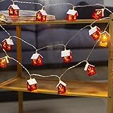 String Light Holzhaus Lampe Landschaftslampe Weihnachtsbaum Dekor Hängende Anhänger Weihnachtsdekoration Licht Home Weihnachtsbedarf-Wie gezeigt 3,0 m, Russische Fö