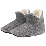 Hausschuhe Wolle - Wollschuhe aus Schurwolle Schafwolle mit Rutschfester Sohle - Fußwärmer (grau) (42/43 EU, numeric_42)