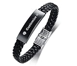 PJ JEWELLERY Personalisierte Schwarze Edelstahl ID Message geflochtene Lederarmbänder Schmuck für ihn, benutzerdefinierte Männer Armb