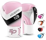 Starpro Kinder T20 Boxhandschuhe | PU Leder | Blau Pink und Weiß | Für Jugendtraining und Sparring im Boxen Kickboxen Fitness und Boxen | Kinder 4oz 6oz (Rosa/Weiß, 4oz)