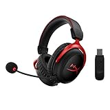 HyperX Cloud II Wireless - Gaming-Headset für PC, PS4, PS5*, Nintendo Switch, lange Batterielebensdauer bis zu 30 Stunden, 7.1 Surround Sound, abnehmbares Mikrofon mit Geräuschunterdrückung