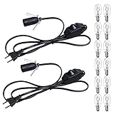 Bonlux Salzlampe Dimmbar Lampenfassung E14 Kabel für Salzlampe mit EU-Stecker, 25W Kabel Fassung E14 Schwarz180cm für Salzlampe, Kostenlose 12 25 Watt Glühbirnen (Packung mit 2)