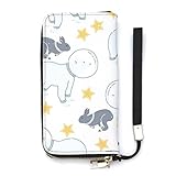 Ktewqmp Bärenkaninchen Lang Portmonee mit Handyfach und Reißverschlus Geldbörse Damen mit Vielen Kartenfächern Brieftasche Schutz PU Leder Geldbeute Geschenkbox multicolor Einheitsgröß