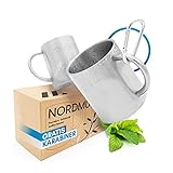 NORDMUT® Edelstahl Thermobecher [2er Set] Camping Tasse aus hochwertigen Edelstahl | nachhaltige Outdoor Kaffeetasse Isolierbecher doppelwandig isoliert und BPA frei | Tassen Set [2 x 300 ml]