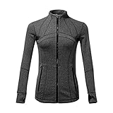 Slim Fit Trainingsjacke für Damen Langarm-Yoga-Sport-Outdoor-Hemden mit durchgehendem Reißverschluss Laufen und Wandern Workout Trainingsjacken (M,Grau 2)