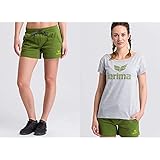 Erima Damen Shorts Essential Sweatshorts, 42 + T-Shirt Essential T-Shirt, hellgrau Melange/Twist of Lime, 42
