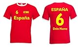 Fruit of the Loom Spanien Espana Herren Retro T-Shirt mit Wunschname & Nummer|x