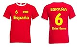 Fruit of the Loom Spanien Espana Herren Retro T-Shirt mit Wunschname & Nummer|x