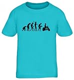 Shirtstreet24, Evolution Motorroller, Mofa Kinder Fun T-Shirt, Größe: 110/116,türk