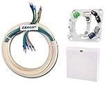 EBROM Herdanschlusskabel H05VV-F 5x2,5 mm² WEIß, inkl. Herdanschlussdose 10 Meter Kabel - komplett fertig konfektioniert, gecrimpt mit Aderendhülsen blau - 3 N PE - (5G2,5 10m) - Herdanschlussleitung