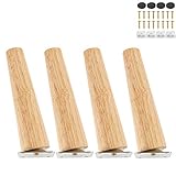 4 Stück Holz Tischbeine,Holz Sofafüße Möbelfüße,Holz Möbelfüße 8cm/15cm/20cm,mit Montageplatten & Schrauben für Sofa Bett Schrank Couch Stuhl (Schrägfuß 15cm)