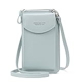 FORRICA Handy Umhängetasche Damen Leichte Geldbörse Frauen Kleine Crossbody PU Leder Schultertasche Mädchen Handytasche mit Kartenfächer Verstellbar Schultergurt Blau B