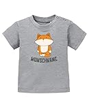 Comedy Shirts - Clipart Fuchs - Wunschname - Baby T-Shirt - Graumeliert/Grau Gr. 56/62