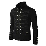 Herrenmantel, Mode Jacke Gothic Sticken Knopf Mantel Einfarbig Uniform Kostüm Praty Outwear Shirt Dicker Warm Outwear Top Coat Übergangsmantel Männer Freizeitjack