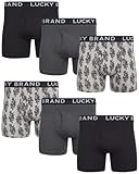 Lucky Brand Herren Unterwäsche - Cotton Blend Stretch Boxershorts (6er Pack), Größe L, Schwarz/G