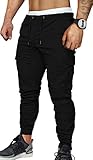 CARETOO Jogger Cargo Herren Hosen Chino Jeans Fitness Sport Trekking Stretch Freitzeithose Streetwear Hosen für Alle Jahreszeiten, Schwarz-New, L