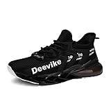 Deevike Laufschuhe Herren Damen Sneaker Sportschuhe Turnschuhe Atmungsaktiv Schuhe Schwarz Weiß-42