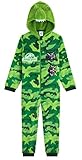 Jurassic World Jumpsuit Kinder, Schlafoverall Kinder Jungen Dinosaurier Kostüm, Fleece Schlafanzug Jungen Mädchen 4-14 Jahre, Teenager Jumpsuit Kuschelig (Grün Camo, 7-8 Jahre)