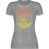 Feuerwehr - Wie der Vater so der Sohn Feuerwehr Gelb Orange - S - Grau meliert - Wie der Vater so der Sohn - L191 - Tailliertes Tshirt für Damen und Frauen T-S