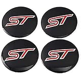 QQDS 4 Stück Auto Radnabenkappen Aufkleber Center Felgendeckel Radkappen Für Ford St Logo Fokus Fiesta Ecosport 2009-2015 56mm Felgen Radnabendeckel Zierdeckel Mit Logo Styling Zubehö
