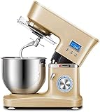 AYDQC Stand Hand Mixer Stand Mixer Teigmischer Edelstahl Neigungskopf 8-Gang Multifunktions-Hausküche Vollautomatischer Kleiner Chef-Maschine, Ei-Schläger (Farbe: Gold) fengong (Color : Gold)