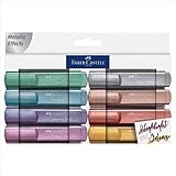 Faber-Castell Metallic-Textmarker-Set – Sortiment von 8 dezenten Glitzer-Textmarkern – Notizen und Tagebuch-Zubehö