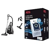 AEG VX82-1-ÖKO Staubsauger mit Beutel / 75% Recyclingmaterial/autom. Saugkraftregulierung/langes Kabel / 600W / schwarz & GR201SM s-Bag Staubbeutel Classic Long Performance MegaPack/weiß