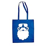 shirtdepartment Baumwolltasche Jutebeutel Cooler Weihnachtsmann Bart Fun Einkaufstasche, royalblau-w