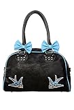 Banned Damen Retro Henkeltasche Bestickte Schwalben - Swallows Rockabilly S