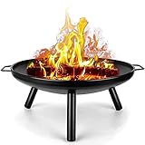 DJLOOKK Tragbare Feuerstellen und Schüsseln mit Griff, Feuerstellen im Freien, Holzbefeuertes Heizbecken, Holzkohlegrills BBQ Grill Feuerschale, für Garten, Terrasse, H