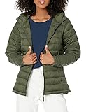 Amazon Essentials Damen-Daunenjacke mit Kapuze, leicht, wasserabweisend, verstaubar, Grün (olive), L