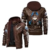 KapPNVeyn Faux Leather Bomber Jacket for Ya.MA-ha Printed Windbreaker Racing Coats Radsportjacke wear Männer/B/XXL