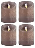 sompex 4er Set Flame LED Echtwachskerzen 10cm Taupe, Adventsk