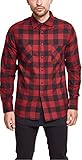 Urban Classics Herren Checked Flanell Shirt TB297, Mehrfarbig (Blk/Burgundy), M EU