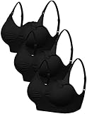 FeelinGirl Still BH ohne Bügel Damen Vollschalen Schwangerschafts-BH Still Bustier Nahtlos Komfort Schwanrz/3pcs M