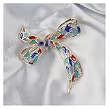 JSJJAYU Broschen & Anstecknadeln Chinesischer Stil Hohl Bowknot Vintage Broschen Emaille Pin Exotische Weibliche Metall Anzug Revers Pin Schal Schnalle Frauen Hut Zubehör (Metal Color : Red)