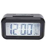 Sicerk LCD-Wecker, elektronische Uhr Clear Dial White Soft für Femme Au Foyer(Schwarz)