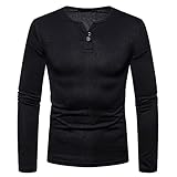 T-Shirt Herren V Ausschnitt/Rundhals Spleißen/Einfarbig Langarm Shirt Herren Plus Samt Warm Pullover Herren Frühling Herbst Einfachheit Lässig Basic Shirt H